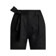 Hoge taille zwarte linnen shorts Ralph Lauren , Black , Dames