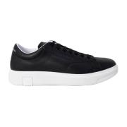 Zwarte Leren Sneakers Armani Exchange , Black , Heren