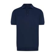 Denimblauw Katoenen Poloshirt Kiton , Blue , Heren