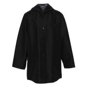Zwarte capuchon regenjas Polyester Italië Balenciaga , Black , Heren