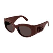 Stijlvolle ovale zonnebril met 3D-logo Gucci , Brown , Dames
