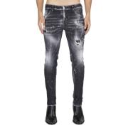 Zwarte Skater Jeans met Verfvlekken Dsquared2 , Black , Heren