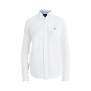 Katoen Piqué Oxford Overhemd Polo Ralph Lauren , White , Dames