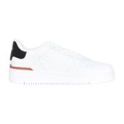 Witte Sneakers met Bruin Leren Detail Ralph Lauren , White , Heren
