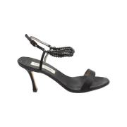 Pre-owned Leather sandals Manolo Blahnik Pre-owned , Black , Dames