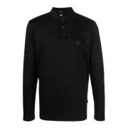 Lange Mouw Jersey Polo Zwart Boss , Black , Heren