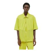 Zip-Up Shirt met Micro-Strik Plooien Adidas , Green , Heren