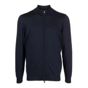 Blauwe Rits Cardigan in Draad Boss , Blue , Heren