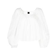 Witte Broderie Anglaise Puff Sleeve Shirt Pinko , White , Dames