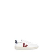 Witte Leren Sneakers Ronde Neus Logo Veja , White , Heren