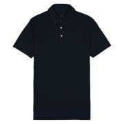 Navy Linen Cotton Polo Shirt Altea , Blue , Heren