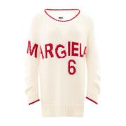 Logo Print Oversized T-shirt MM6 Maison Margiela , White , Dames