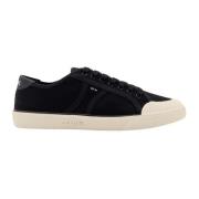 Zwarte Canvas Sneakers met Leren Detail Celine , Black , Heren