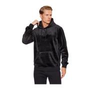 Fluwelen Hoodie - Zwart Rechte Pasvorm Guess , Black , Heren