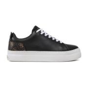 Lage PU leren sneakers - Gianelle Guess , Black , Dames