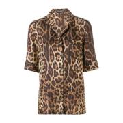 Luipaardprint Zijden Shirt Dolce & Gabbana , Multicolor , Dames