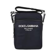 Blauwe Crossbody Tas met Contrasterend Logo Dolce & Gabbana , Blue , H...