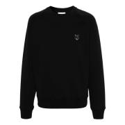 Zwarte Katoenen Vossen Sweatshirt Maison Kitsuné , Black , Heren