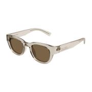 Round Vintage Style Sunglasses Saint Laurent , Beige , Unisex