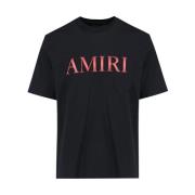 Zwarte Logo T-shirt met Rode Details Amiri , Black , Heren