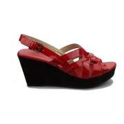 Patent Leren Sleehak Sandalen Clarks , Red , Dames