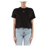 Katoen Logo Patch T-shirt Tommy Jeans , Black , Dames