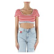 Gestreepte stretch viscose top Tommy Jeans , Multicolor , Dames