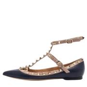 Pre-owned Leather flats Valentino Vintage , Blue , Dames