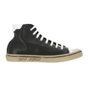 Zwarte Leren Sneakers Aw23 Saint Laurent , Black , Heren