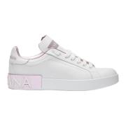 Portofino Logo Sneakers Wit Roze Dolce & Gabbana , White , Dames