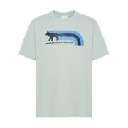 Korte mouwen Jersey Tee met Flash Fox Maison Kitsuné , Green , Heren