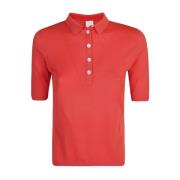 Luxe Wol Polo Shirt Eleventy , Red , Dames