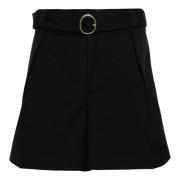 Wijde Zwarte Shorts met Riem Jil Sander , Black , Heren