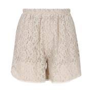 Beige Katoen Elastische Taille Shorts Kaos , Beige , Dames