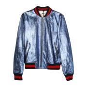 Pre-owned Leather outerwear Gucci Vintage , Blue , Dames