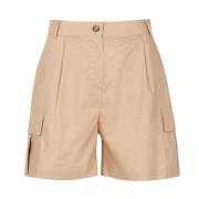 Hoge taille katoenen shorts met zakken Kaos , Brown , Dames