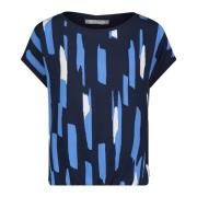 Grafisch Print Casual Shirt Betty & Co , Blue , Dames