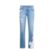 Lichtblauwe Kant Boyfriend Jeans Ermanno Scervino , Blue , Dames