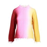 Katoenen Crew Neck Sweater met Franjes Semicouture , Multicolor , Dame...