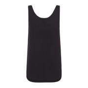 Linnen Zijde Driehoek Detail Tanktop Cortana , Black , Dames