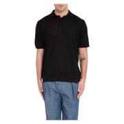 Linnen Polo Shirt Costumein , Black , Heren