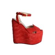 Pre-owned Leather sandals Gucci Vintage , Red , Dames