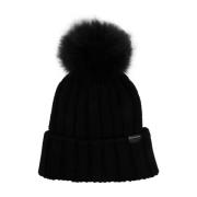 Chunky Cable Knit Beanie Hat Woolrich , Black , Dames