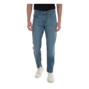 Stone Washed Denim Jeans met Logo Harmont & Blaine , Blue , Heren