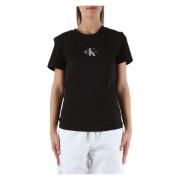 Slim Fit Katoenen T-shirt met Logo Borduurwerk Calvin Klein Jeans , Bl...