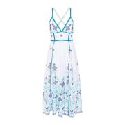 Blauwe Bloemen Geborduurde V-Hals Jurk Charo Ruiz Ibiza , Multicolor ,...