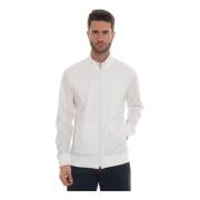 Hoodie met rits en stretchboord Kiton , White , Heren