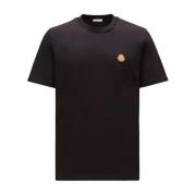 Geëmbosseerd Logo Zwart T-shirt Moncler , Black , Heren