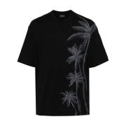 Zwart Palmboomprint T-shirt Emporio Armani , Black , Heren