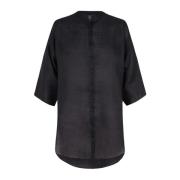 Ramie Mao Kraag Top Kimono Mouw Cortana , Black , Dames